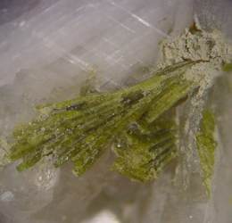 Epidote (?) on Albite