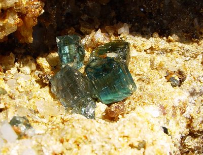 Gem blue tourmaline in pocket 21